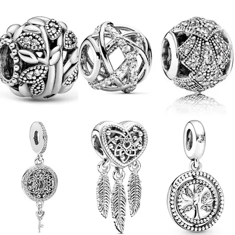 Alloy Zirconia Charms Pendants For DIY Bracelet Necklace Tree Of Life Heart Dreamcatcher Key Hollow Design Jewelry For Women