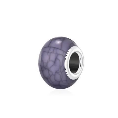 Alloy Resin Large Hole Charm Bead Marble Cracked Pattern Multi Color DIY Jewelry Accessory For Bracelet Making Women