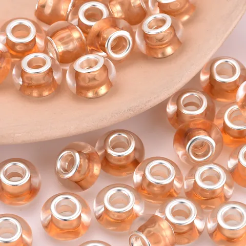 Cuentas Redondas de Estilo Europeo de Agujero Grande de Resina Acrílica con Núcleo de Aleación para DIY Fabricación de Joyería y Pulseras Cuentas Sueltas Multicolor