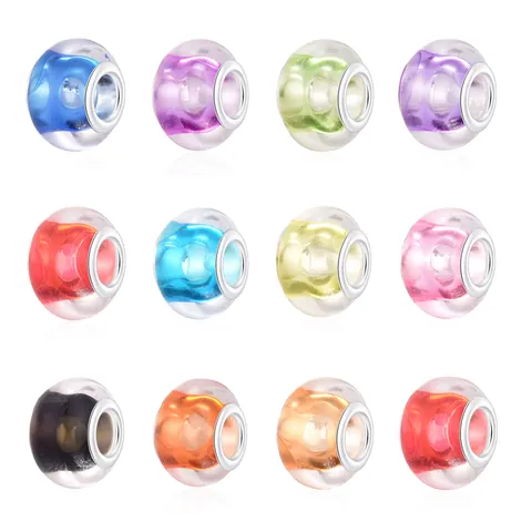 DIY Jewelry Making Large Hole Beads Colorful Resin Glass Spacer Beads With Alloy Core For Bracelet Necklace Handcraft Supplies Women Accessory