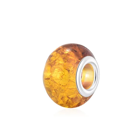 Resin Large Hole Beads For DIY Jewelry Making Gradient Ice Crackle Charm Beads For Bracelets Alloy Core Decorative Accessories