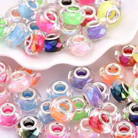 Baroque Style Resin Large Hole Beads Multicolored Electroplated DIY Jewelry Making Loose Beads For Bracelet Women Material