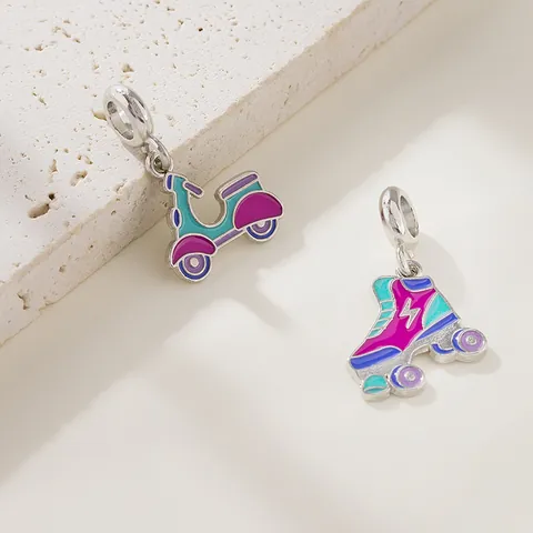 Cute Cartoon Roller Skate Motorcycle Balloon Dog Enamel Alloy Charms For DIY Jewelry Making Bracelet Necklace Pendants