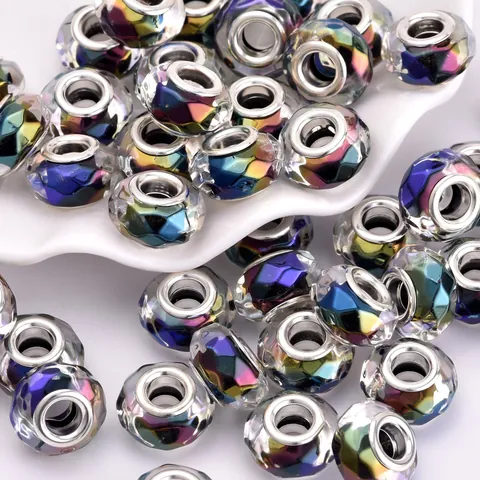 Baroque Style Resin Large Hole Beads Multicolored Electroplated DIY Jewelry Making Loose Beads For Bracelet Women Material
