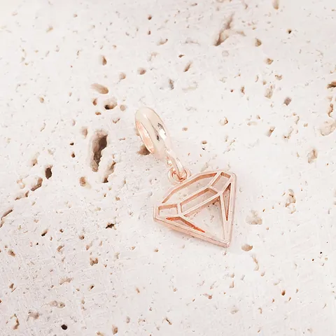 Colgante Minimalista de Aleación Chapado en Oro Rosa con Forma de Diamante Calado y Enganche para Creación de Pulseras Collares Joyería DIY