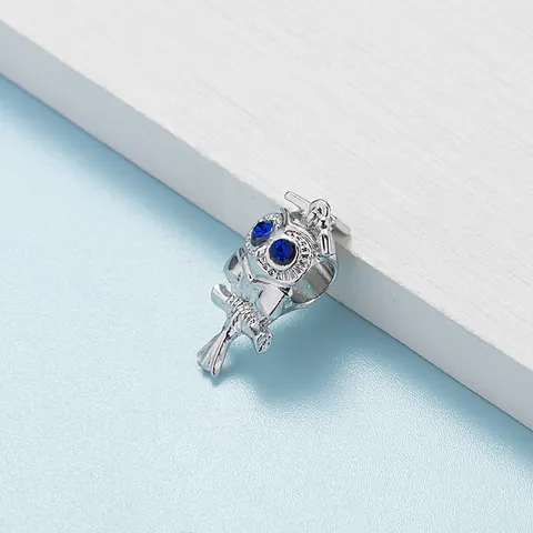 Silver Graduation Owl Charm Bead Blue Eyes Graduation Cap DIY Alloy Jewelry Accessories For Bracelet Necklace Making Women Gift