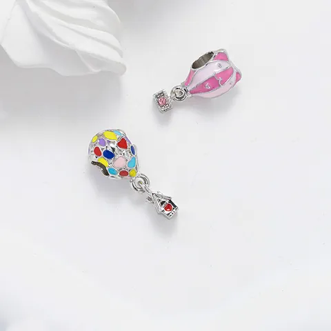 Alloy Enamel Hot Air Balloon Charms With Rhinestone House Pendant DIY Bracelet Accessories For Women Jewelry Making Gift