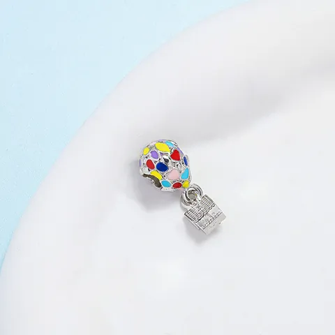 Alloy Enamel Hot Air Balloon Charms With Rhinestone House Pendant DIY Bracelet Accessories For Women Jewelry Making Gift