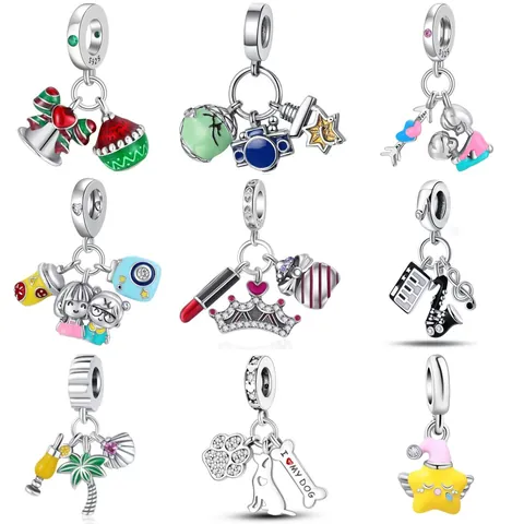 DIY Alloy Enamel Charms For Bracelet Necklace Jewelry Making Accessories With Christmas Music Travel Pet Makeup Star Theme Zirconia Pendants