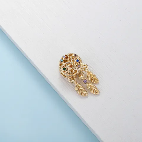 Alloy Dreamcatcher Tree Of Life Charms With Zirconia Inlay Hollow Out Dangle Pendants For DIY Jewelry Making Accessories
