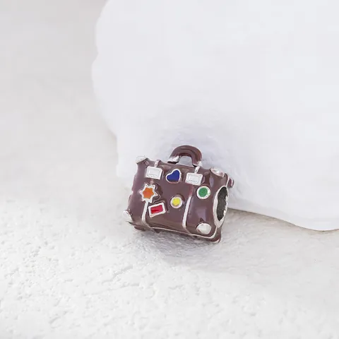 Vintage Alloy Suitcase Charm Travel Bag Pendant Enamel Drip Oil Beads For DIY Bracelet Jewelry Making Handbag Accessories