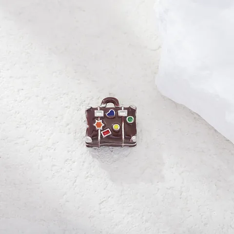 Vintage Alloy Suitcase Charm Travel Bag Pendant Enamel Drip Oil Beads For DIY Bracelet Jewelry Making Handbag Accessories