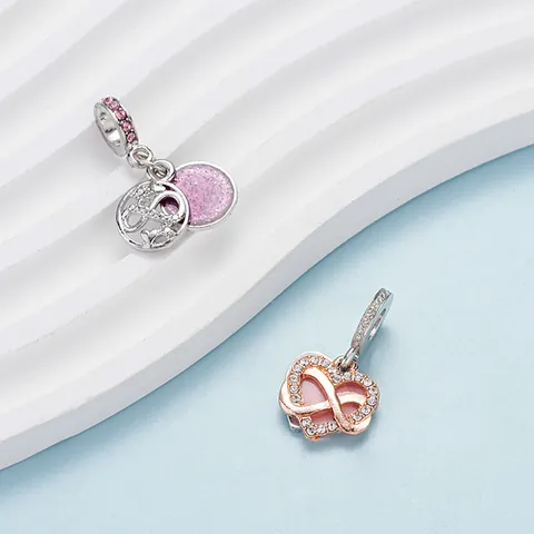 Fashion Alloy Infinity Heart Charm Pendant With Zirconia Enamel For DIY Bracelet Necklace Making Jewelry Accessories Women