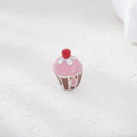 Cute Cupcake Enamel Charm Alloy Drip Oil Food Pendant For DIY Jewelry Making Bracelet Necklace Findings Accessories Gift For Women Girls
