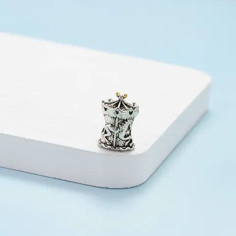 DIY Jewelry Accessory Alloy Enamel Carousel Castle Mickey Head Large Hole Beads For Bracelet Charm Making Vintage Silver Gold Plated Women Kids Jewelry Supplies
