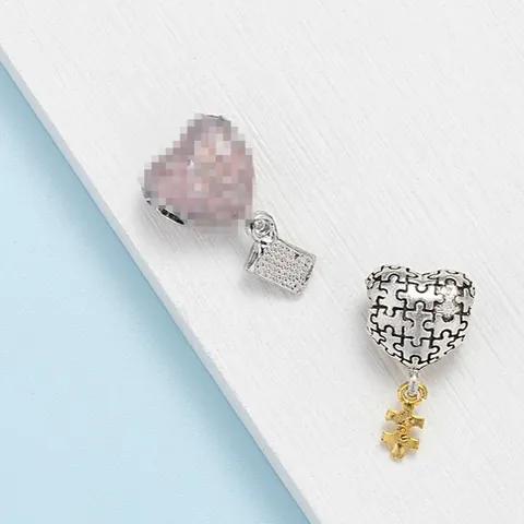 Alloy Heart Puzzle Envelope Charms For DIY Bracelet Making Fashion Pink Silver Gold Dripping Oil Jewelry Pendant Women Accessories