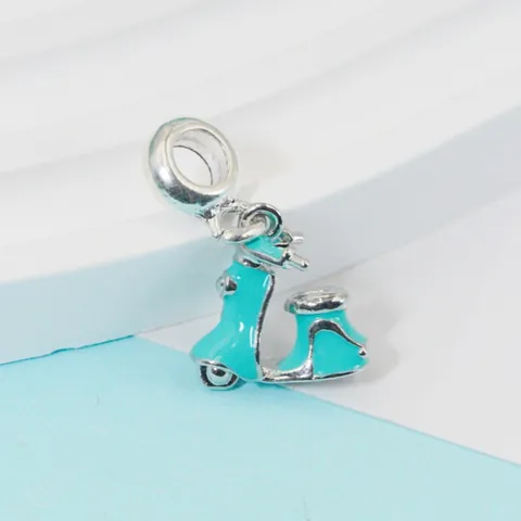 Sky Blue Enamel Retro Scooter Charm Alloy Miniature Moped Pendant For DIY Bracelet Necklace Jewelry Making Women Girls
