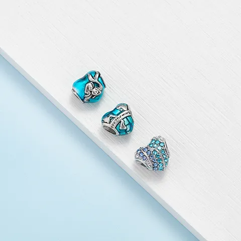 Blue Enamel Mermaid Heart Charms See World Globe Beads Alloy Rhinestone Pendant For DIY Jewelry Making Bracelet Women Gift