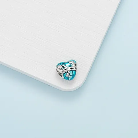 Blue Enamel Mermaid Heart Charms See World Globe Beads Alloy Rhinestone Pendant For DIY Jewelry Making Bracelet Women Gift