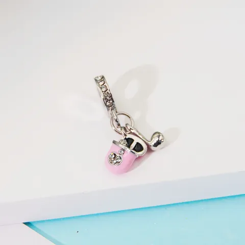 Roze Emaille Koffiekopje Muzieknoot Legering Bedels Met Strass Voor DIY Armband Ketting Sieraden Maken Schattige Hangers