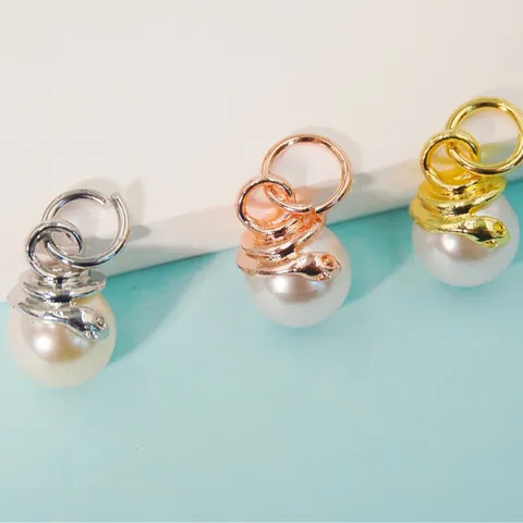 Luxury Alloy Snake Wrap Pearl Pendant For DIY Jewelry Making Accessories Gold Silver Rose Gold Fashion Necklace Charms For Women