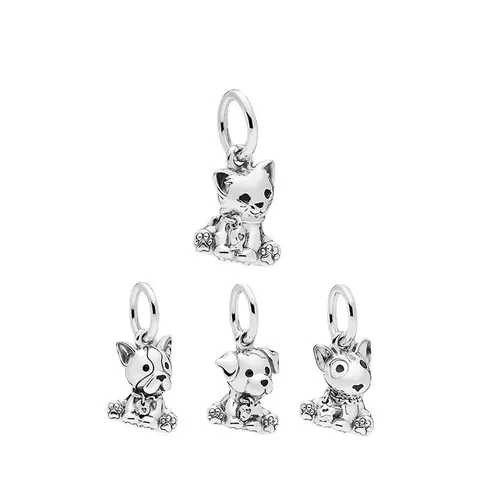 Alloy Pet Dog Cat Paw Print Bone Pendant Bead DIY Bracelet Charm For Women Animal Lovers Jewelry Making Accessory