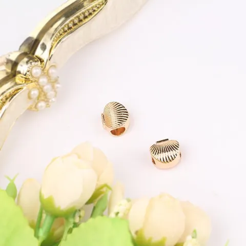 Alloy Scallop Shell Charm Beads Ocean Series Rose Gold Plated Seashell Spacer Beads For Jewelry Making DIY Bracelet Necklace
