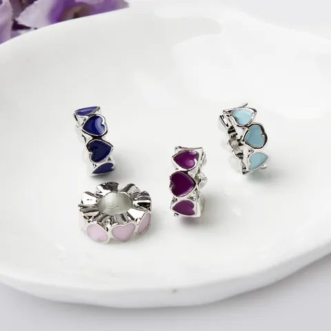 Perlina Distanziatrice a Forma di Cuore in Lega per Creazione Gioielli Fai da Te Ciondolo Cuore in Smalto per Bracciale Collana