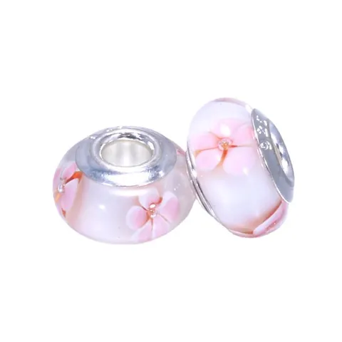 Murano Glass Floral Butterfly Large Hole Charm Beads With 925 Sterling Silver Core For DIY Jewelry Making Bracelet Women