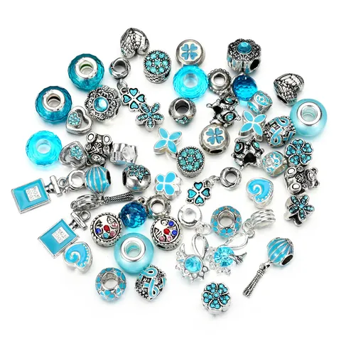 Crystal Glass Alloy Large Hole Spacer Beads Charms For DIY Bracelet Necklace Making Fashion Vintage Jewelry Accessories