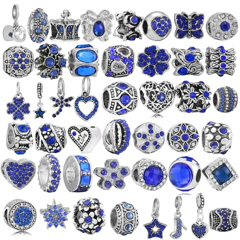 Blue Rhinestone Heart Butterfly Star Alloy Charms For DIY Bracelet Necklace Making Women Jewelry Making Accessories