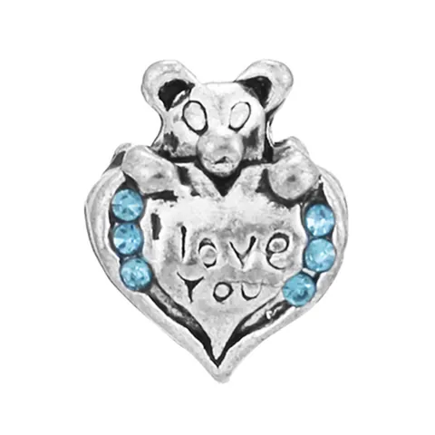 Light Blue Rhinestone DIY Charms Alloy Crystal Beads For Pandora Style Bracelets Necklaces Jewelry Making Accessories Women Gift