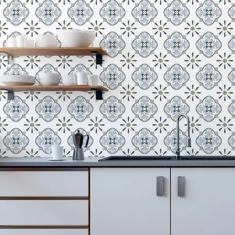 Mandala Floral Geometric Tile Stickers PVC Self Adhesive Waterproof Oil Proof Wall Stickers For Kitchen Bathroom Home Decor