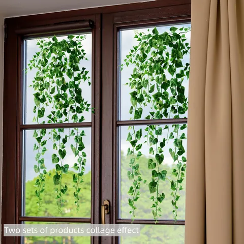 Autocollant de Fenêtre Statique en PVC de Lierre Vert Réaliste Décalcomanie en Verre Sans Colle Pour Décoration de Salon