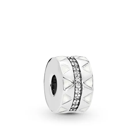 Silberfarbene Legierung Charm Perle Mit Weißem Dreieck Emaille Und Zirkonia Für DIY Armband Schmuckherstellung Damen Zubehör