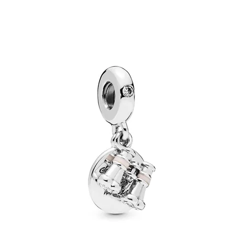 Telescope Round Plate Lettering Charm Pendant Alloy Silver Plated Enamel Rhinestone DIY Beaded For Bracelet Women Jewelry