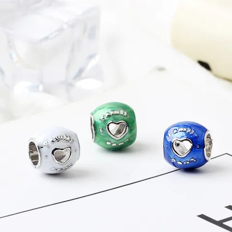 Alloy Enamel Heart Flower Beads For Jewelry Making DIY Family Love Letters Hollow Charms For Bracelets Women Jewelry