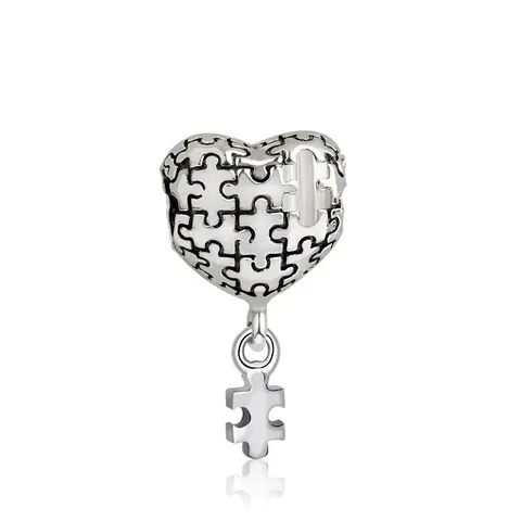 Alloy Silver Heart Jigsaw Puzzle Charm Pendant For DIY Bracelet Necklace Jewelry Making Finding Women Girls Fashion Accessory