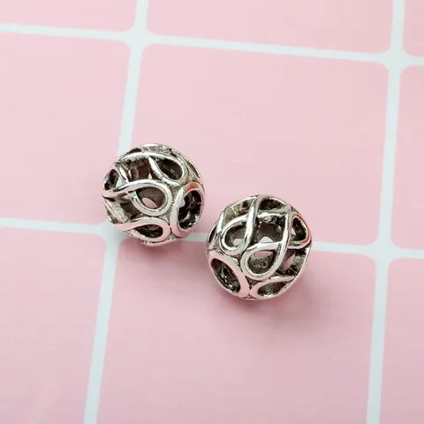 Vintage Silber Legierung Unendlichkeit Charm Perle Hohl Runde Zwischenperlen Für DIY Armband Halskette Damen Schmuck