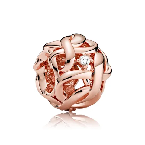Rose Gold Hollow Knot Charm Bead Alloy Zirconia Infinity Symbol Beads For DIY Snake Chain Bracelet Women Jewelry Making