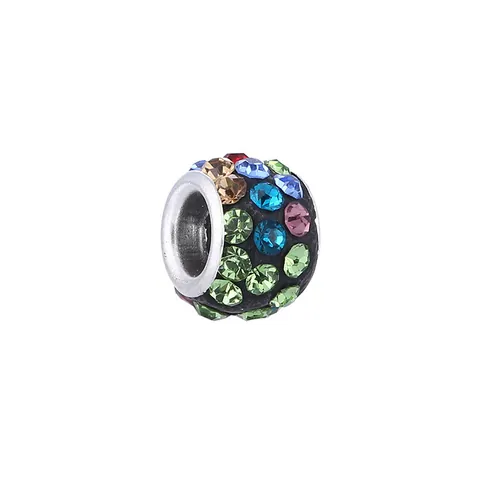 Pave Rhinestone Polymer Clay Large Hole Spacer Beads For DIY Jewelry Making Bracelet Necklace Charms For Women