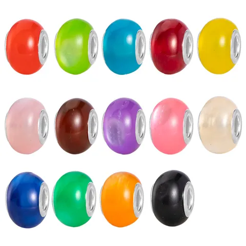 DIY Jewelry Making Large Hole Resin Beads Colorful Round Charms For Bracelet Necklace Making Craft Accessories Women Girls Gift