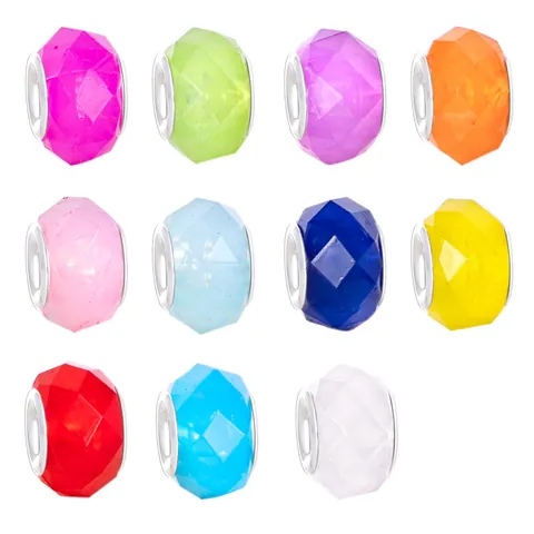 Acrylic Faceted Large Hole Beads For DIY Jewelry Making Bracelet Resin Spacer Beads For Women Fashion Jewelry Finding