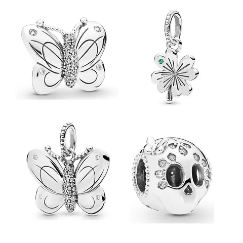 Legering Vlinder Klavertje Vier Schedel Charms DIY Sieraden Maken Accessoires Strass Verzilverd Hanger Voor Armbanden Vrouwen Mode Cadeau