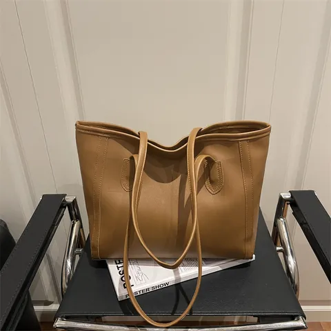 Borsa Tote Donna in Pelle PU Grande Capacità Borsa a Tracolla Minimalista Retrò Borsa a Mano Moda Versatile Pendolare