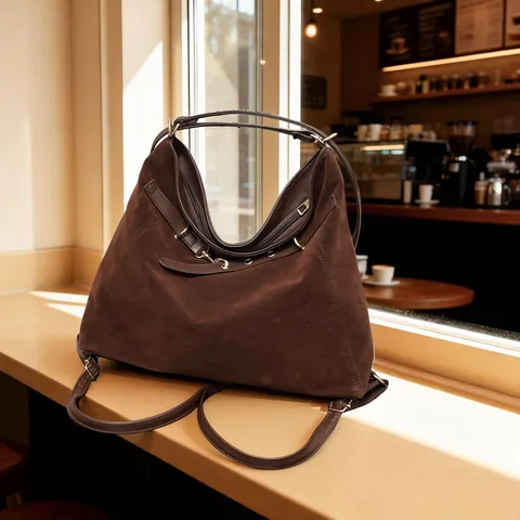 Bolso Tote de Ante de Gran Capacidad para Mujer Bolso de Hombro Hobo Vintage para Oficina Trabajo Casual Color Sólido