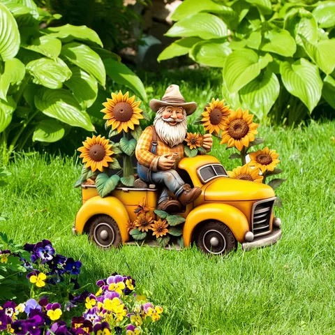 Pastoral Iron Garden Stake Metal Yard Art Decoration Mushroom House Gnome Fairy Dragon Outdoor Flower Bed Ornament Decorative Sign