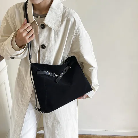 Bolso Tote de Ante de Gran Capacidad para Mujer Bolso de Hombro Hobo Vintage para Oficina Trabajo Casual Color Sólido