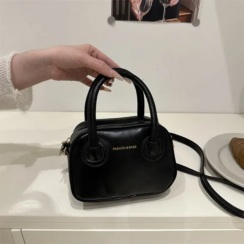 Damen Fashion PU Leder Kissentasche Buchstaben Drucken Kleine Quadratische Handtasche Vielseitige Umhängetasche Mit Verstellbarem Riemen