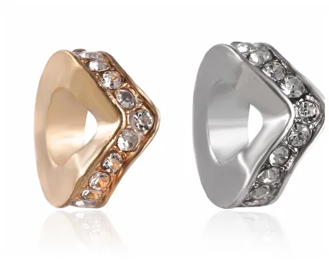 DIY Alloy Rhinestone Heart Triangle Large Hole Spacer Beads Jewelry Making Gold Silver Bracelet Necklace Jewelry Findings